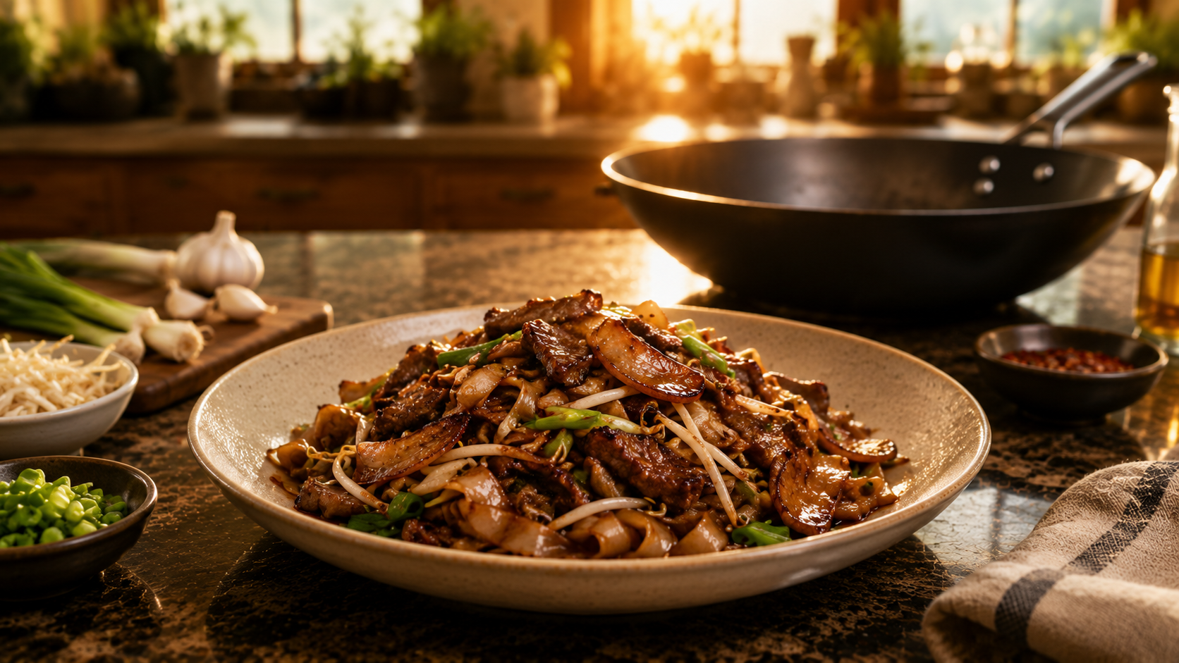 How to Cook Beef Chow Fun (干炒牛河) at Home